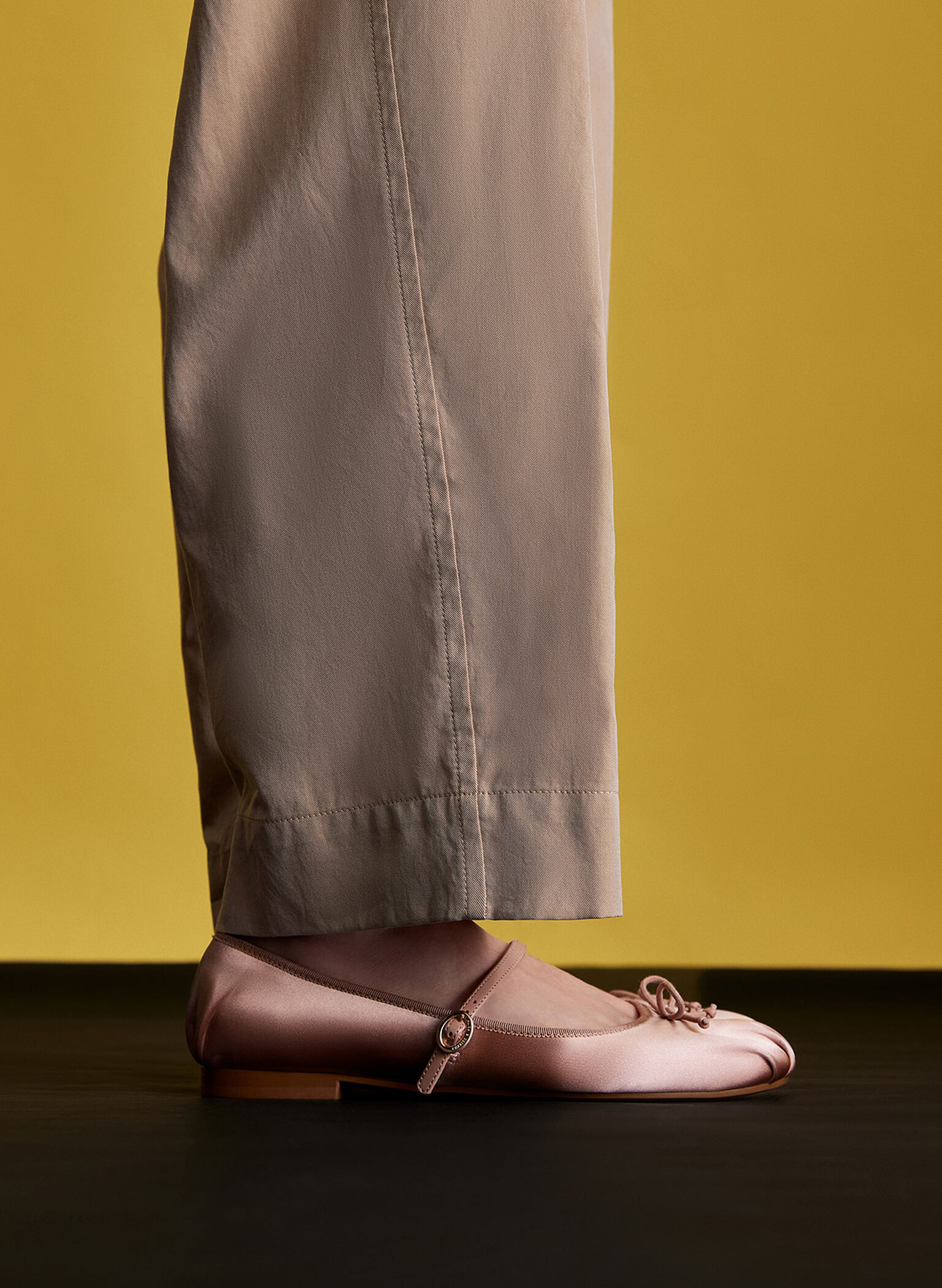Emiko Satin Bow Mary Jane Flats, Nude, hi-res