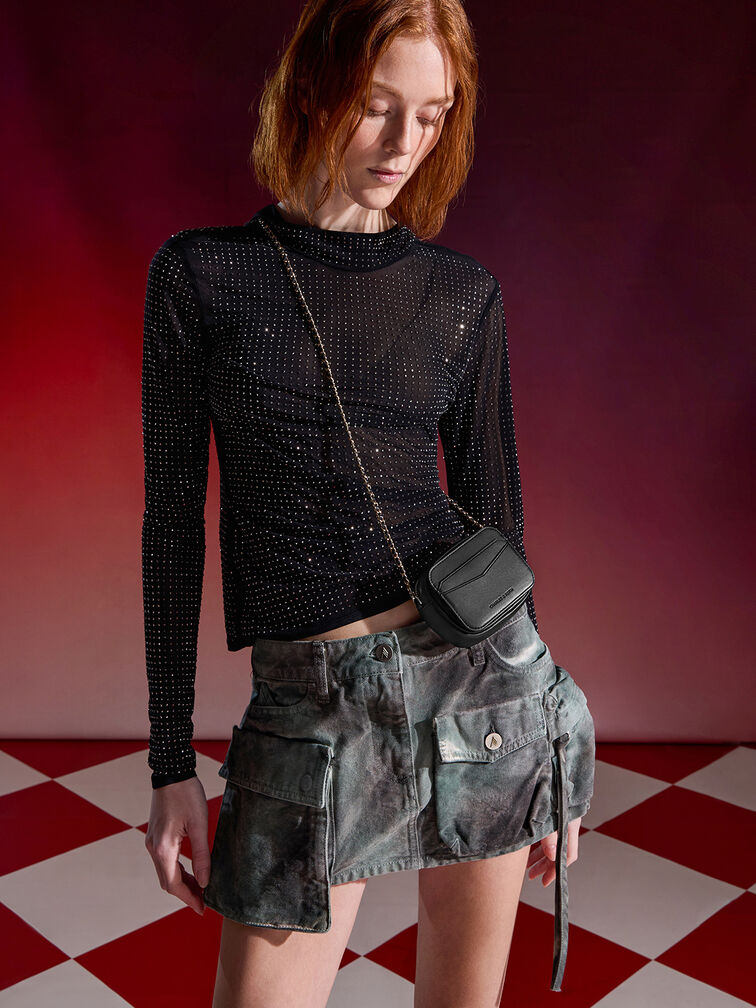 Arwen Quilted Mini Bag, Black, hi-res
