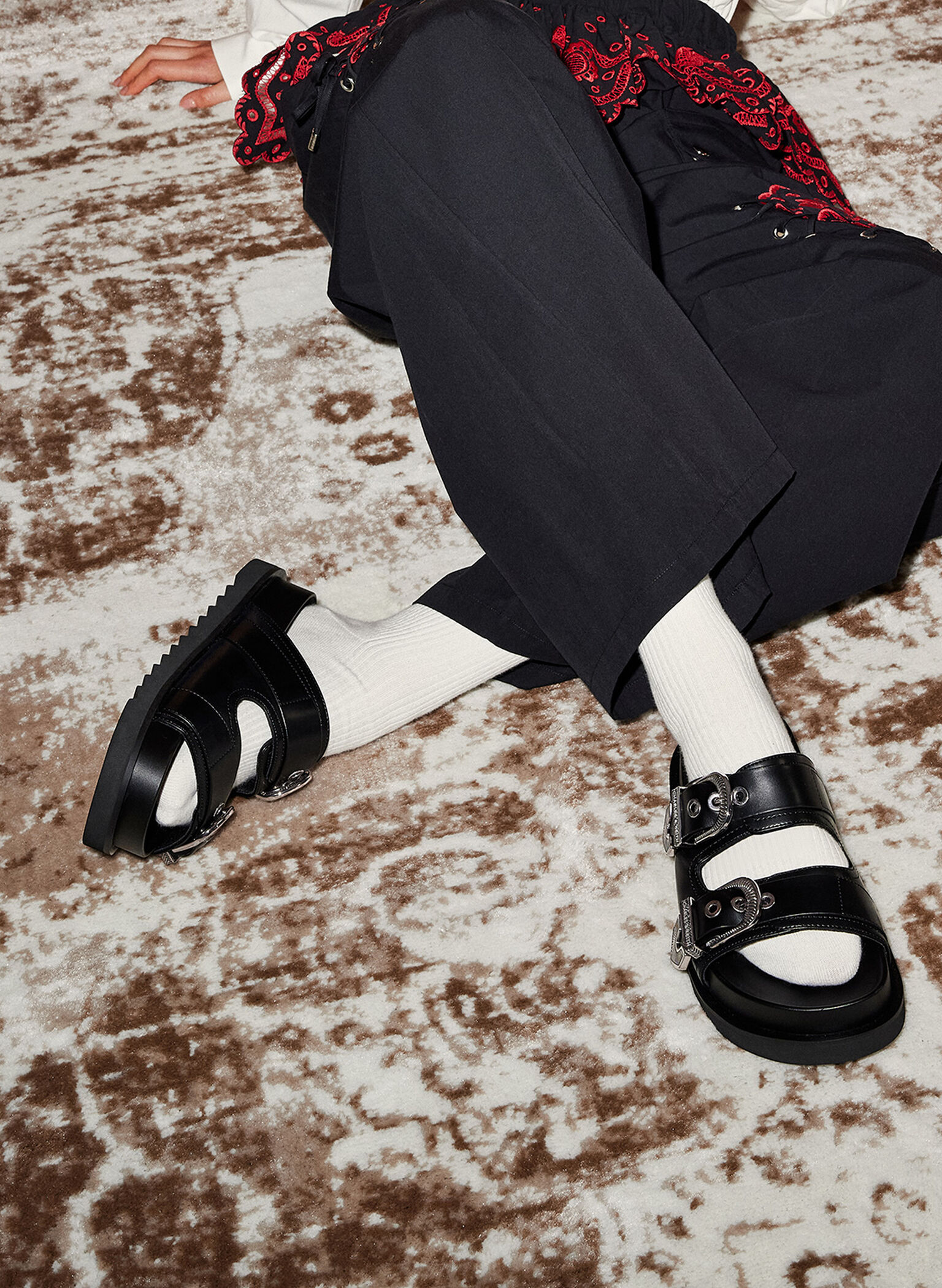 Kirke Buckled Double-Strap Sandals, Black, hi-res