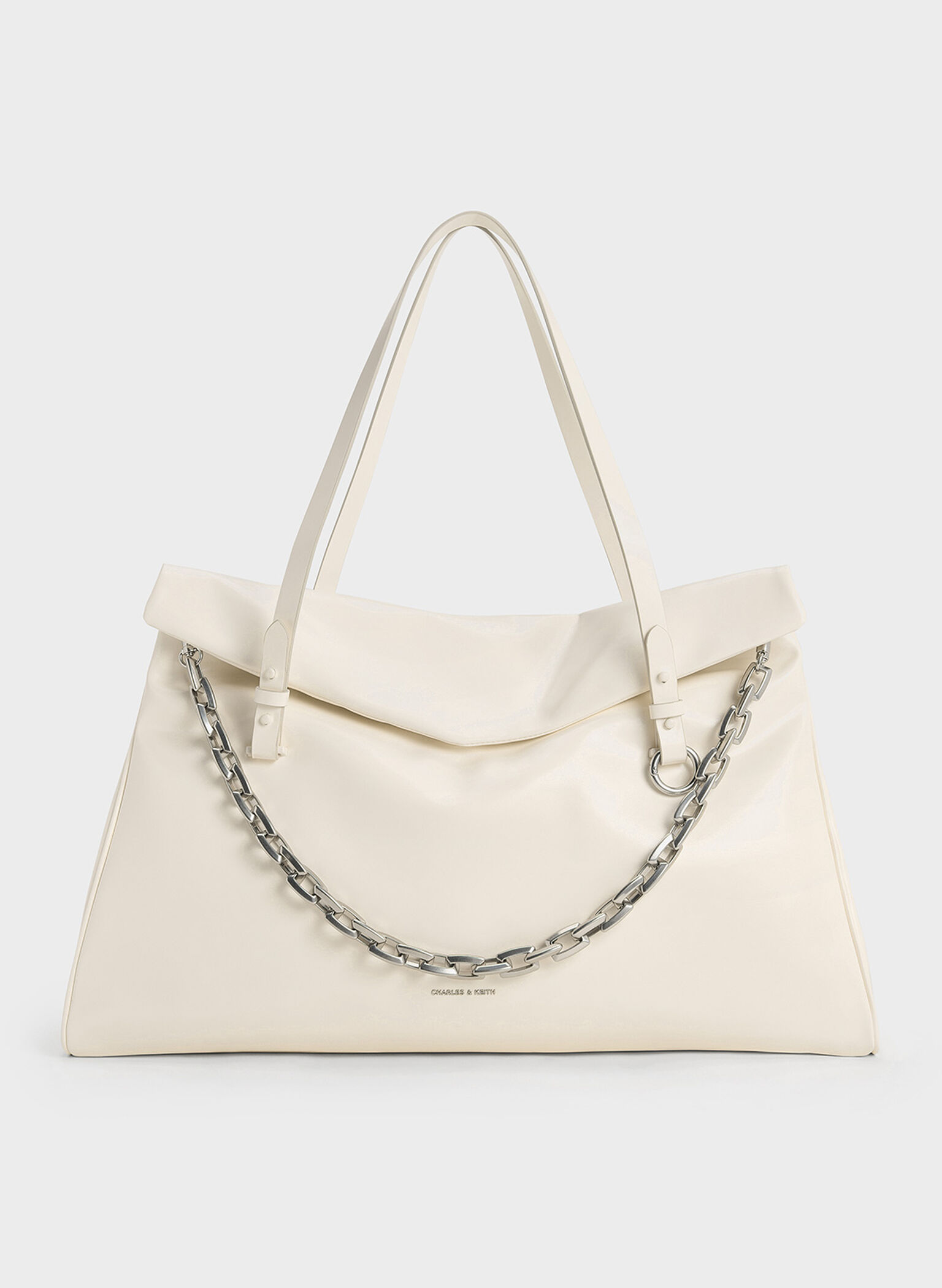 Andromeda Chunky-Chain Trapeze XL Tote Bag, Cream, hi-res