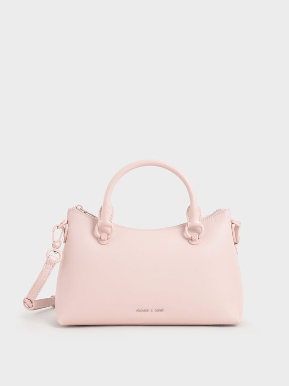 Double Handle Shoulder Bag, Light Pink, hi-res
