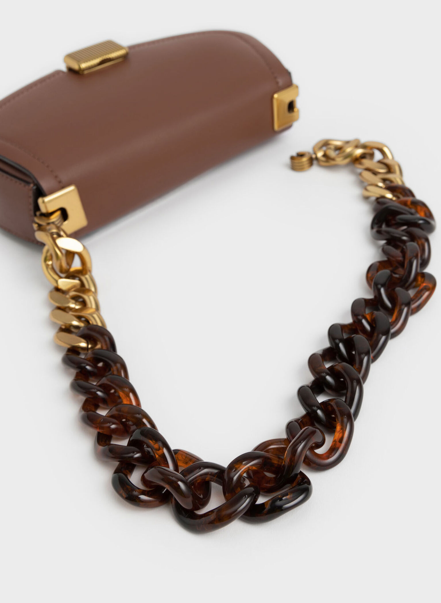 Sonnet Two-Tone Chain Handle Shoulder Bag, Chocolate, hi-res