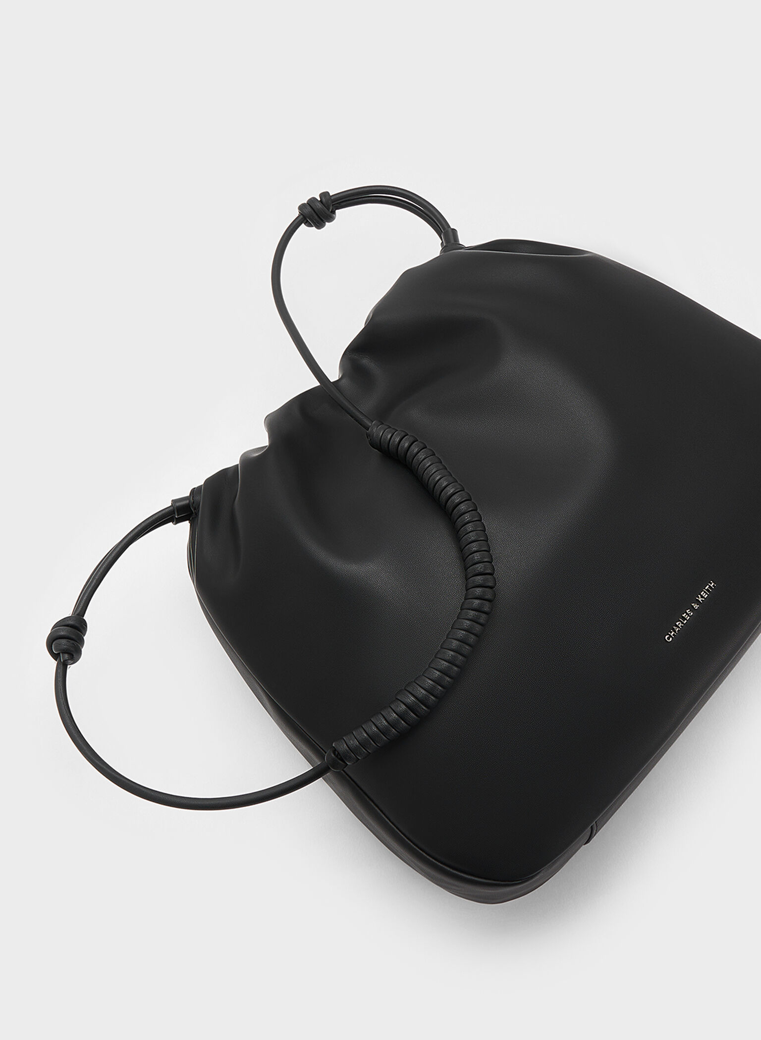 Lorelai Ruched Knotted-Strap Hobo Bag, Noir, hi-res