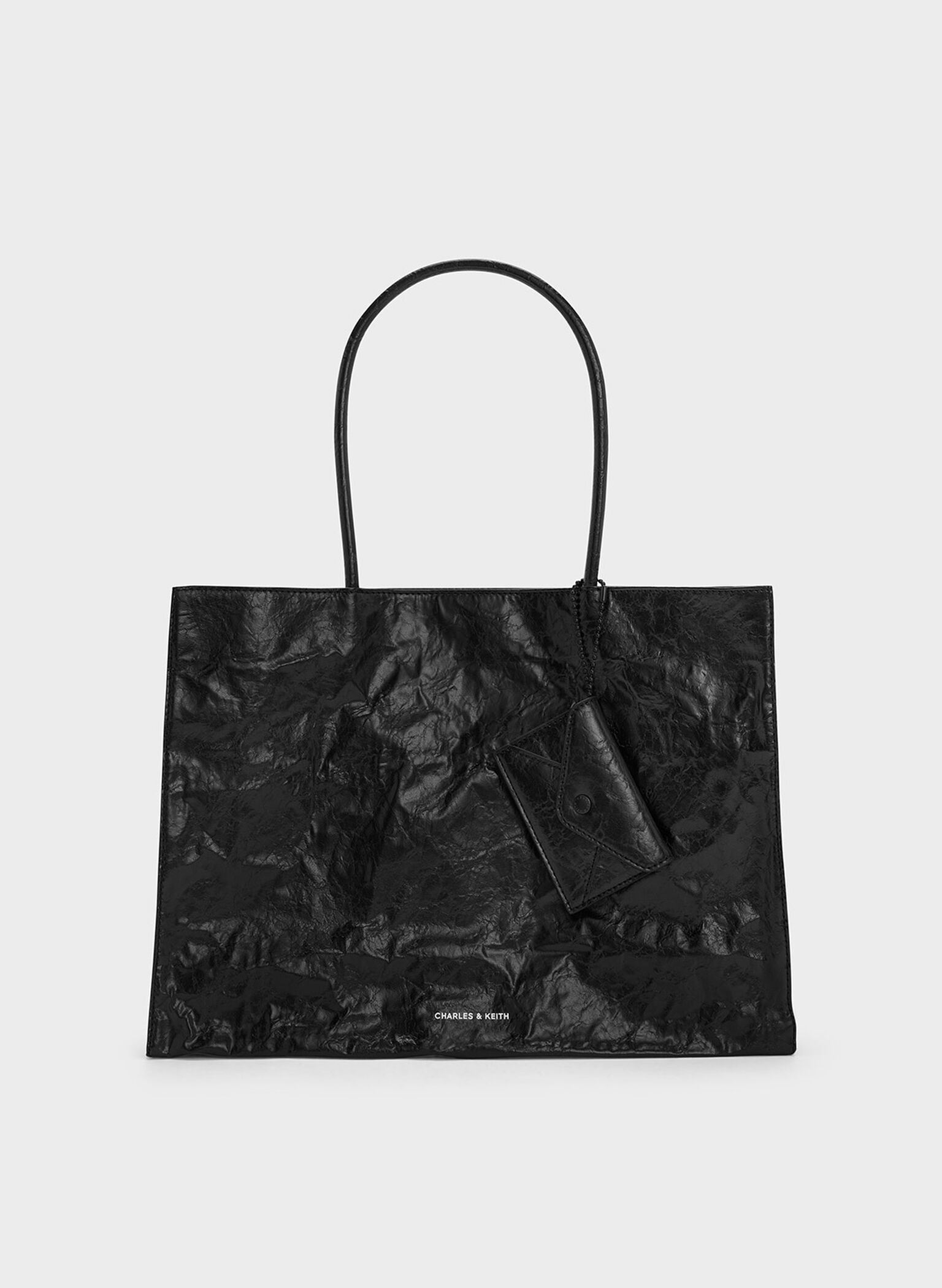 Large Matina Crinkle-Effect Tote Bag, Jet Black, hi-res