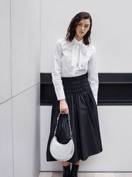Olivia Metallic Moon Bag, Silver, hi-res