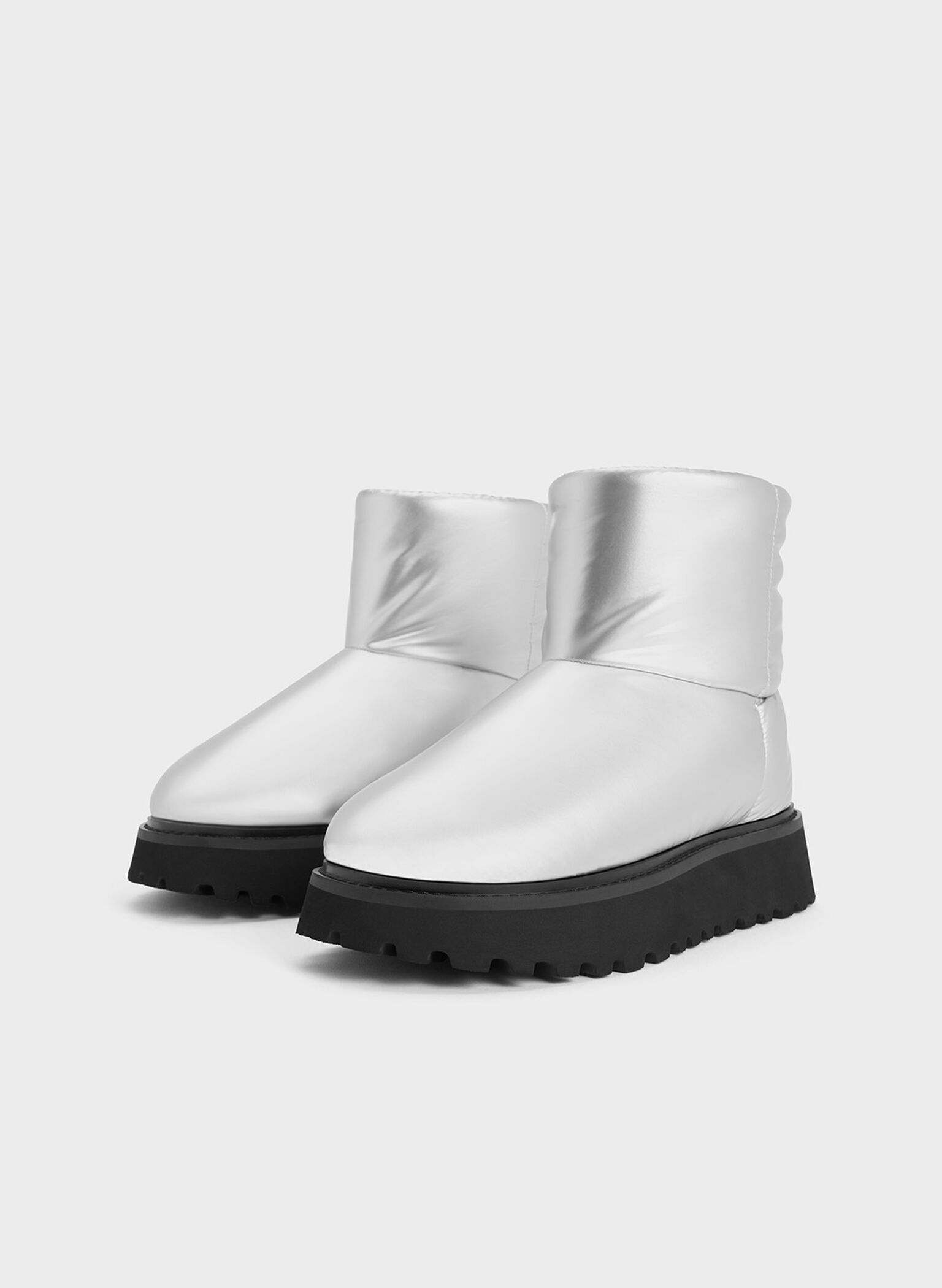 Romilly Puffy Ankle Boots, Silver, hi-res