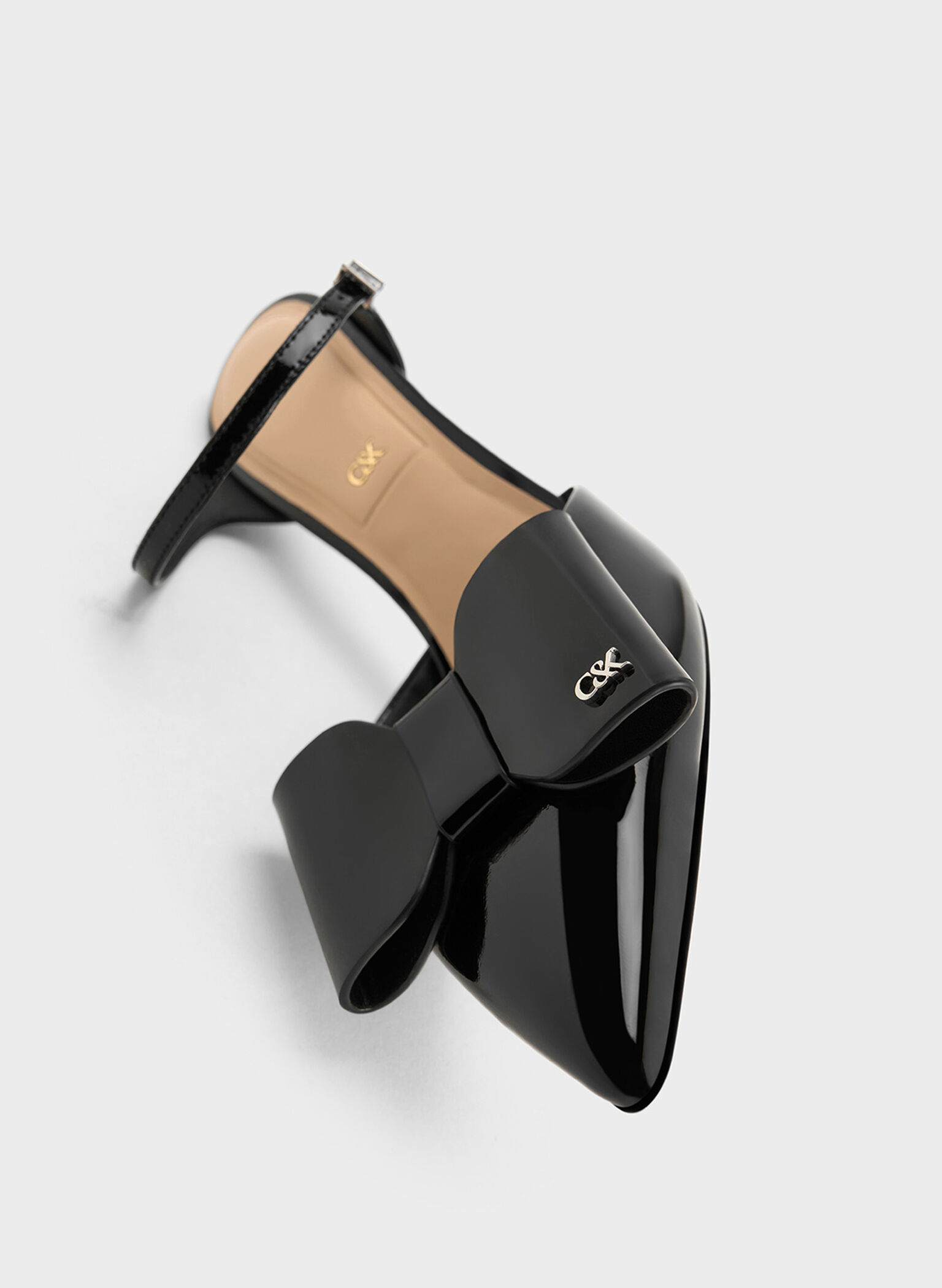 Lu Patent Leather Bow Blade-Heel Mules, Black Patent, hi-res