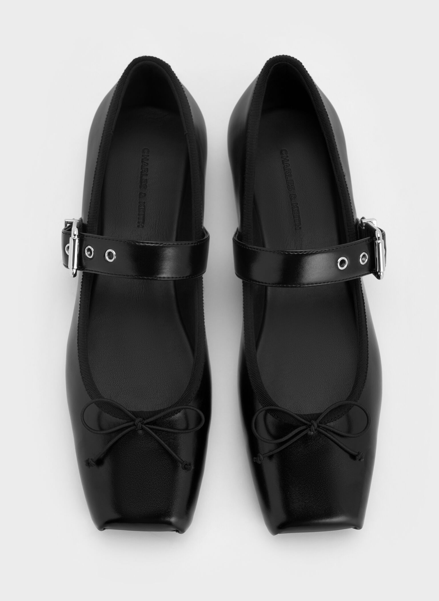 Myler Bow Square-Toe Buckled Mary Janes, Black, hi-res