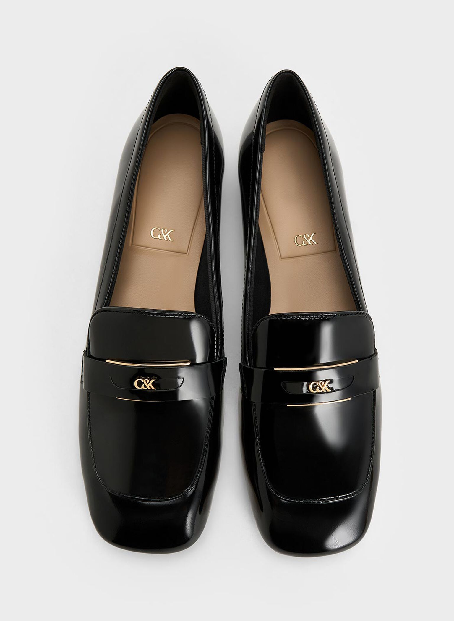 Leather Penny Square-Toe Loafers, Black Box, hi-res
