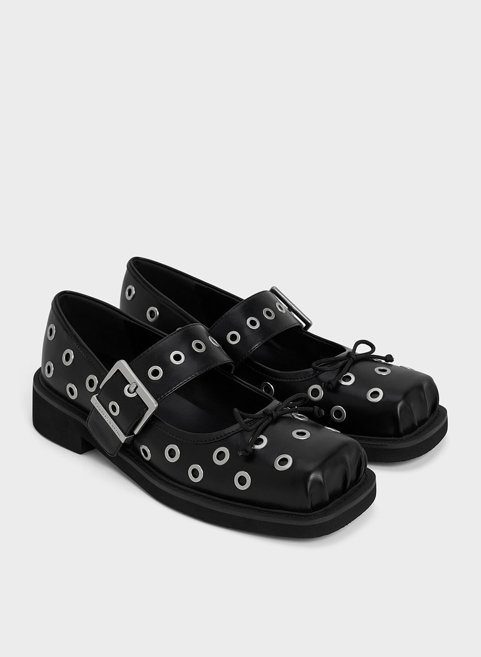 Grommet Buckled Mary Janes, Black, hi-res