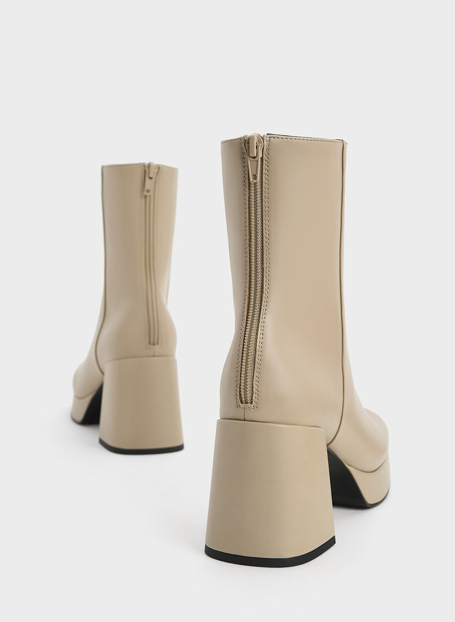 Evie Knitted-Sock Ankle Boots, Taupe, hi-res