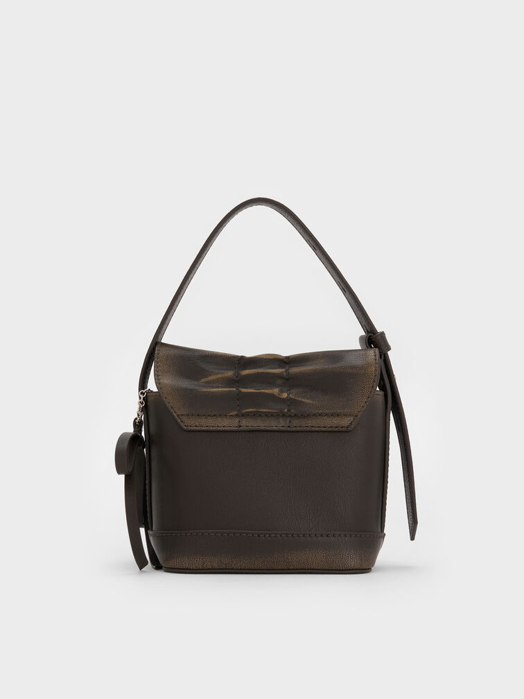 Kadee Ruched Bow-Charm Mini Bag, Burnished Brown, hi-res