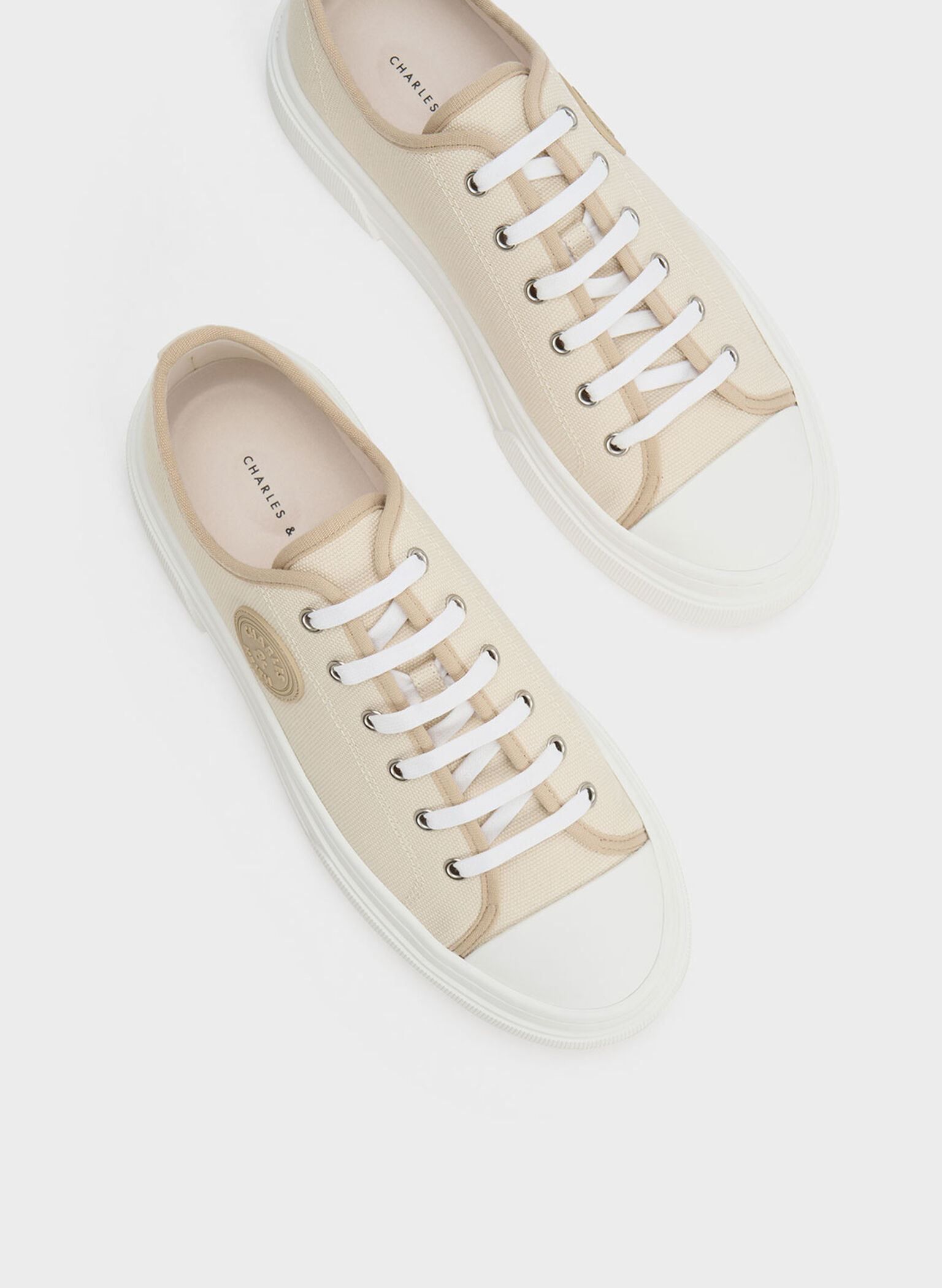 Kay Canvas Low-Top Sneakers, Taupe, hi-res