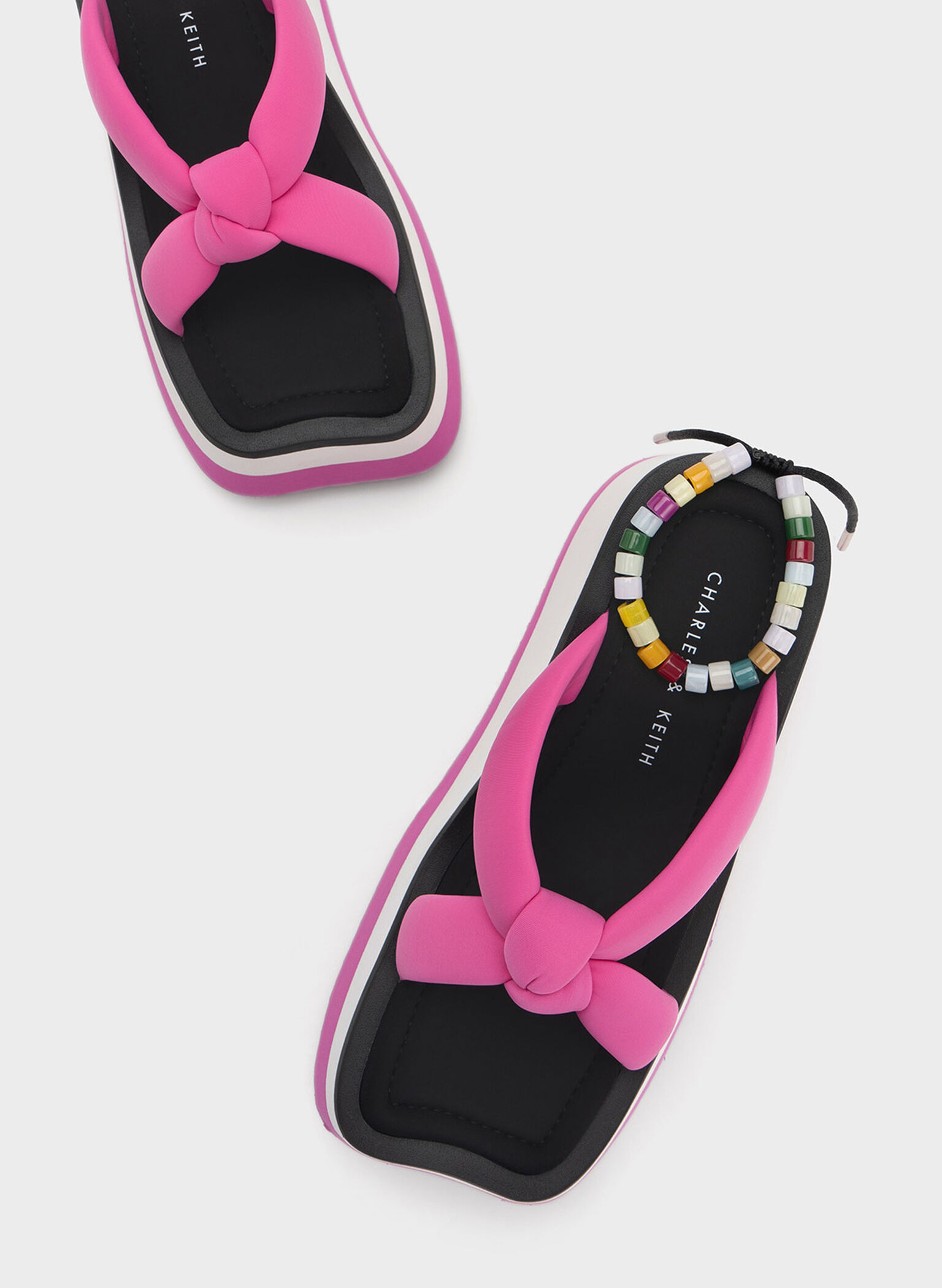 Tana Knotted Crossover Wedges, Fuchsia, hi-res