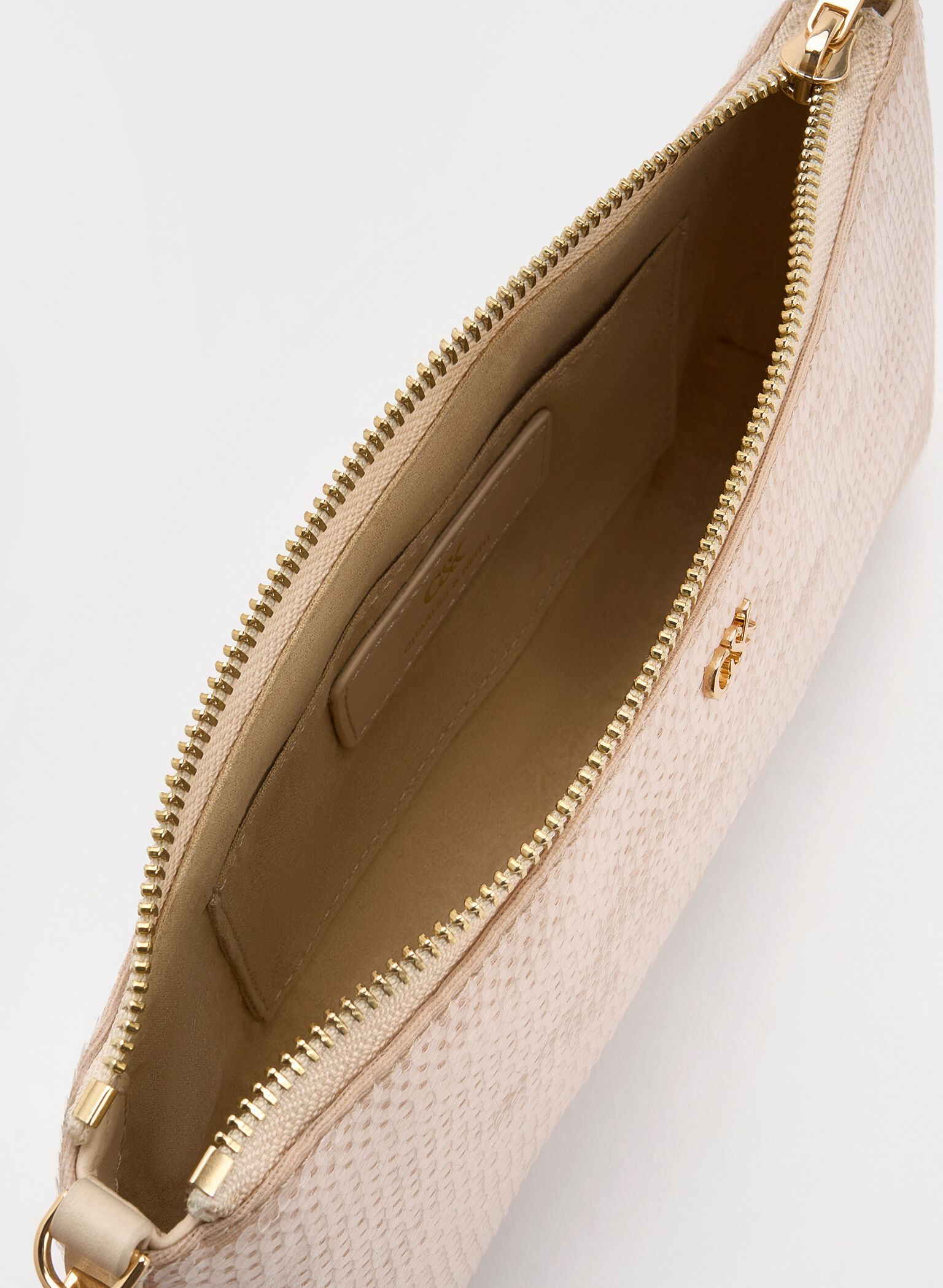 Sequin Mesh & Leather Shoulder Bag, Champagne Nude, hi-res