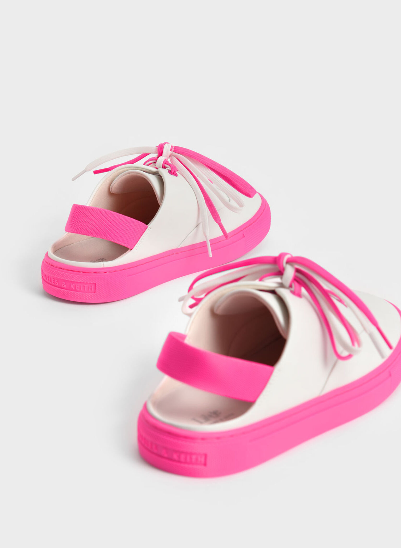 Girls' Two-Tone Lace-Up Sneaker Mules, Fuchsia, hi-res