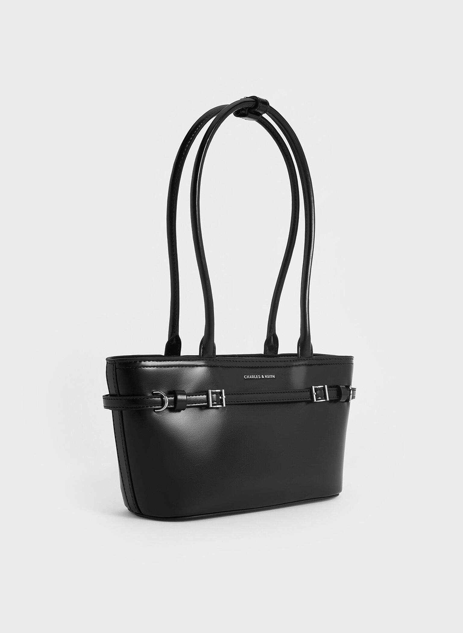Sloane Elongated-Handle Shoulder Bag, Noir, hi-res