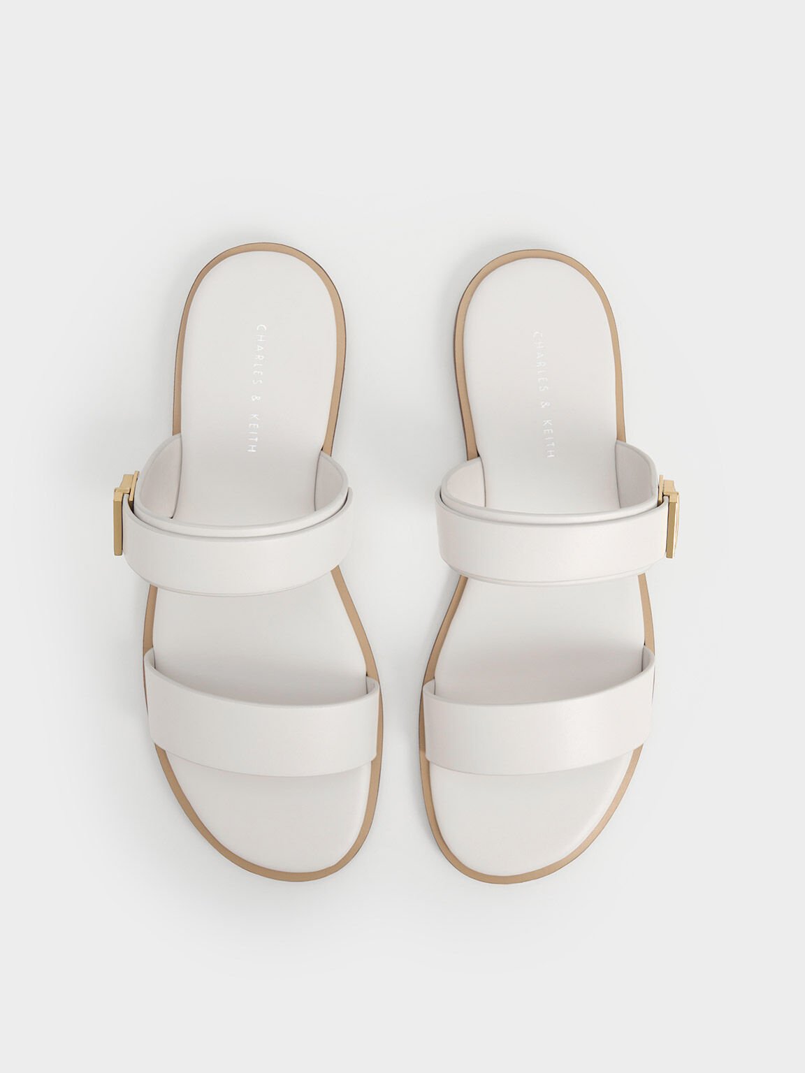 Chalk Dove Double Strap Sandals CHARLES KEITH UK