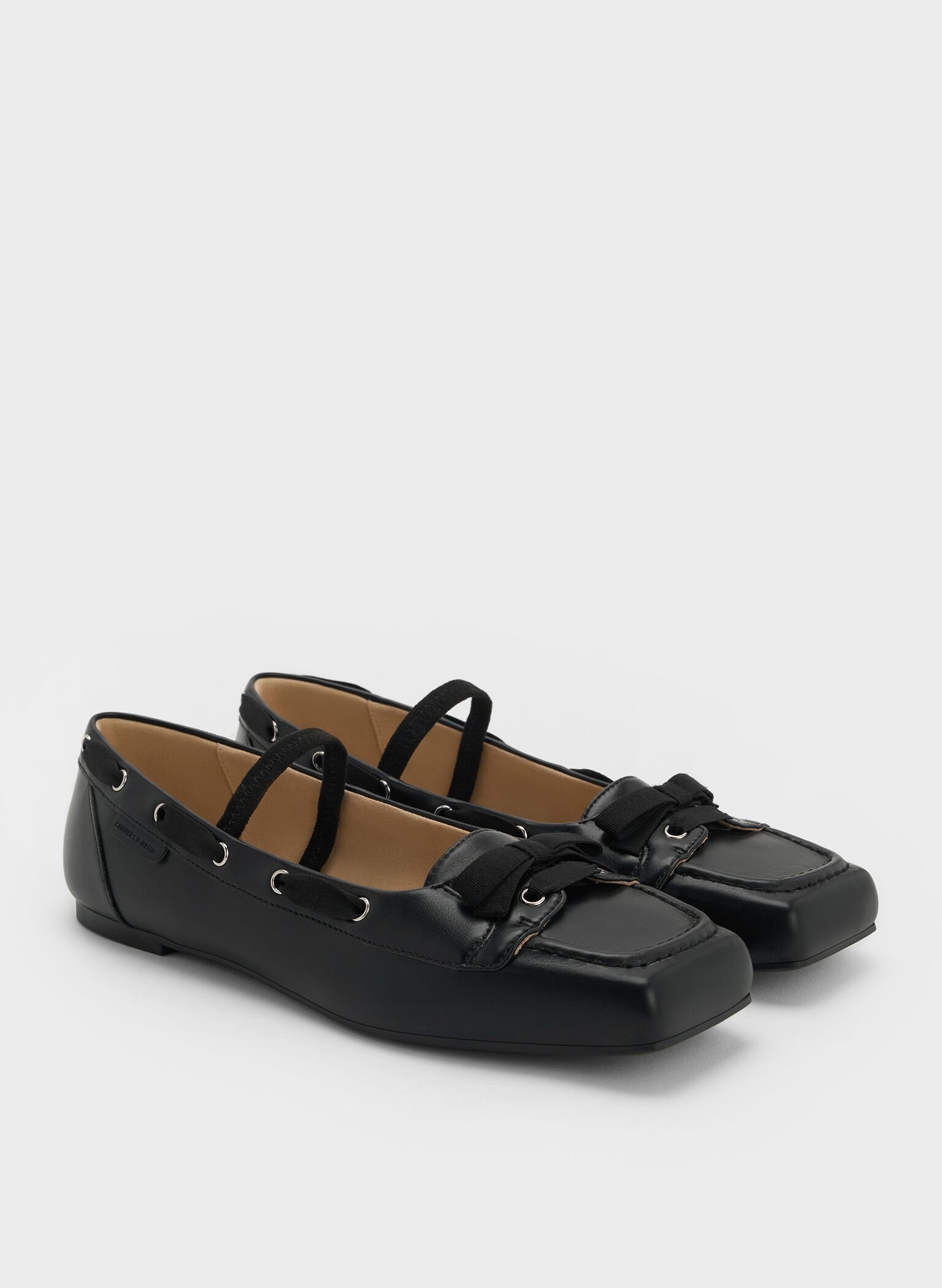 Bow Boat-Shoe Flats, Black, hi-res