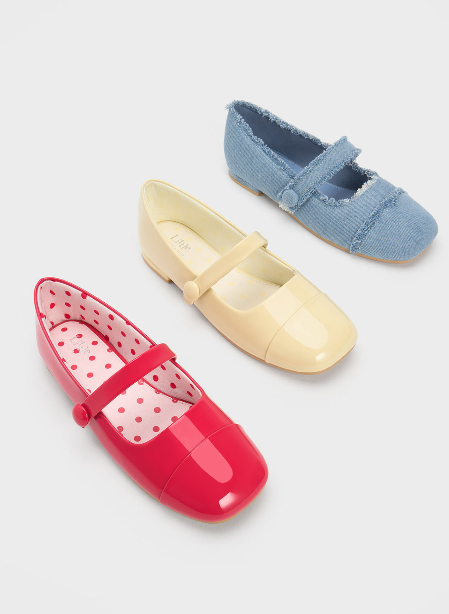 Girls' Patent Mary Jane Flats, Yellow, hi-res