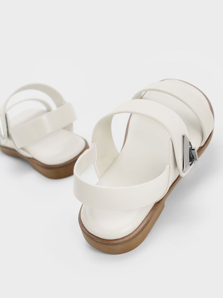 Girls' Trice Metallic Accent Sandals, Chalk, hi-res