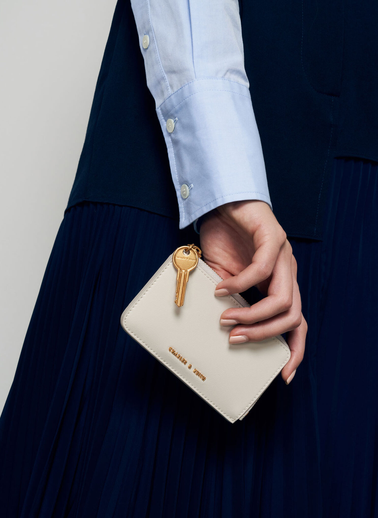 Lane Key Zip-Around Wallet, Cream, hi-res