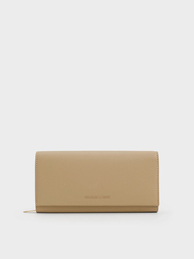 Muriel Front Flap Long Wallet, Sand, hi-res