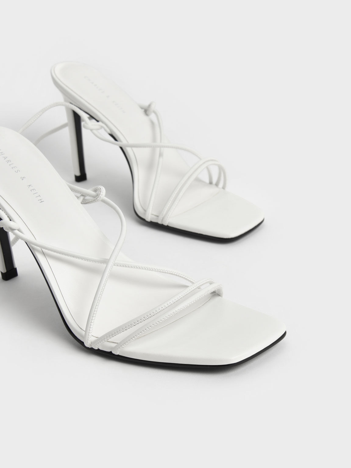Strappy Tie-Around Stiletto Sandals, White, hi-res