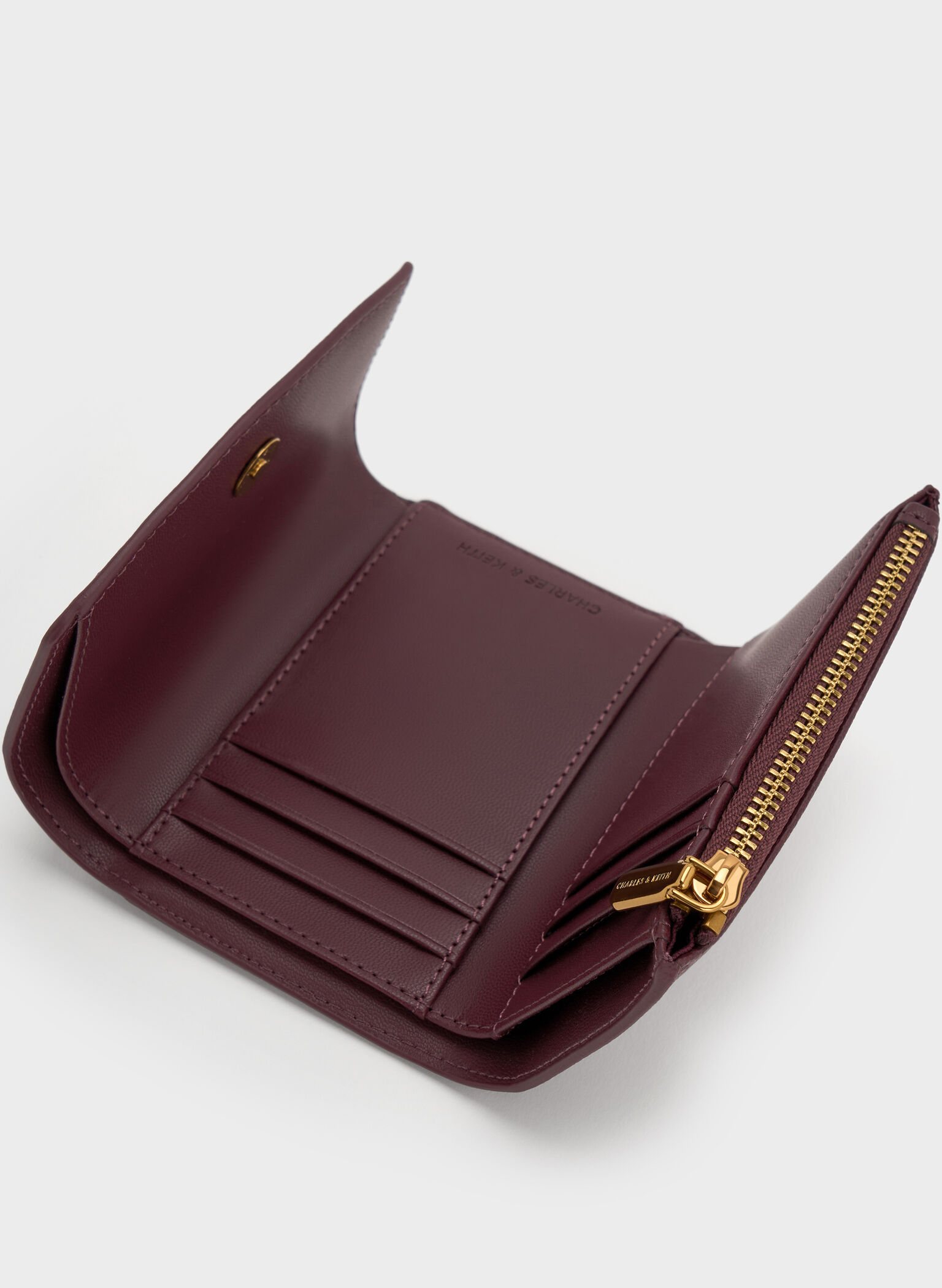 Briony Curved Flap Wallet, Wineberry Red, hi-res
