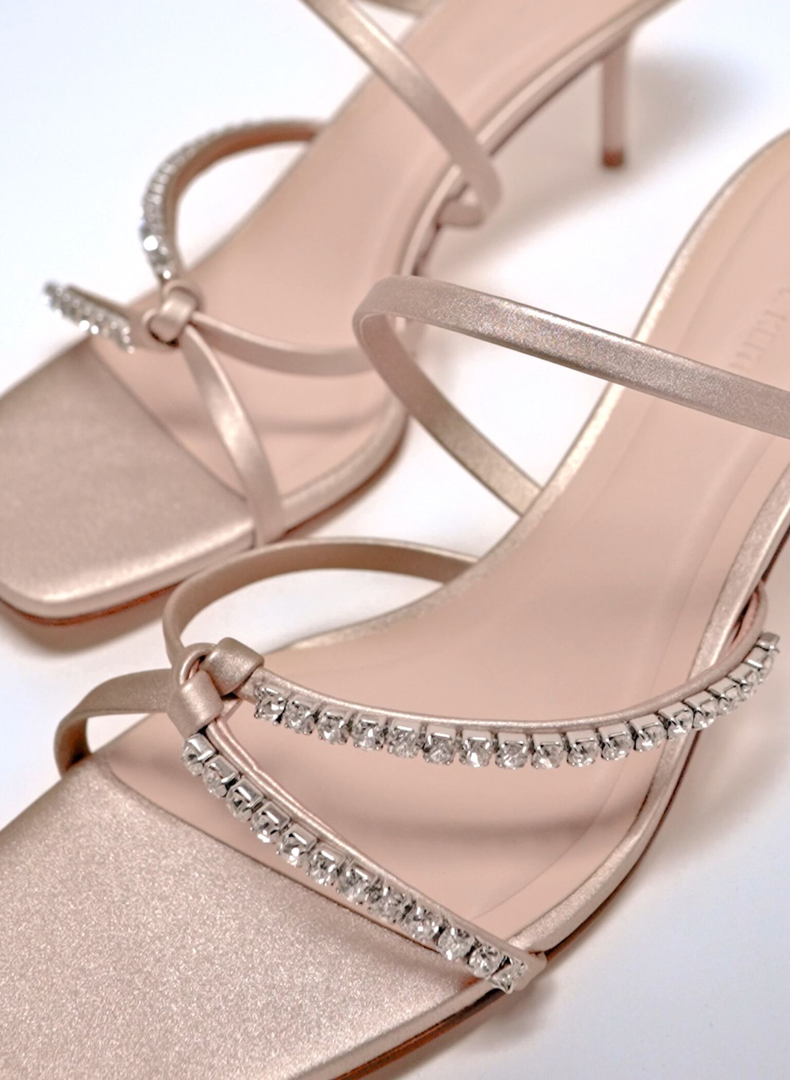 Gem-Embellished Strappy Heeled Sandals, Nude, hi-res