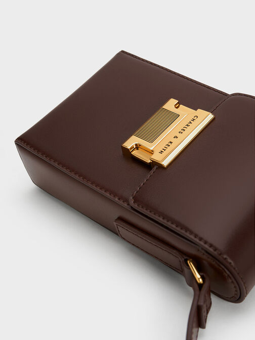 Freida Metallic Accent Elongated Pouch, Dark Brown, hi-res
