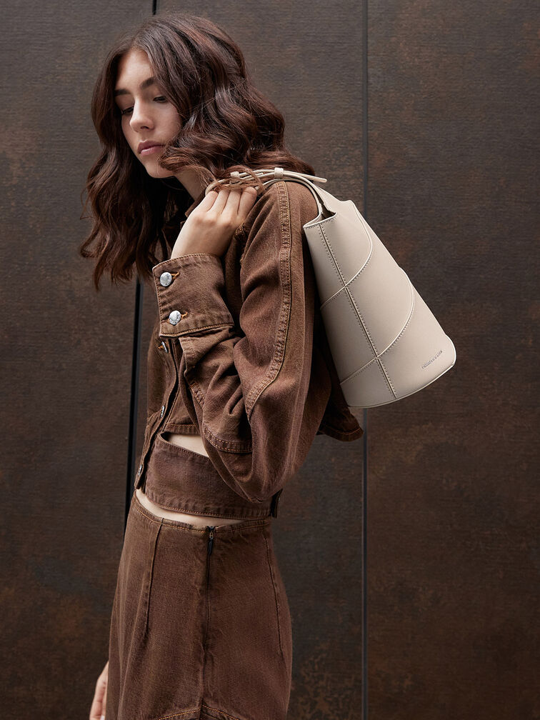 Trin Cylindrical Bucket Bag, Oat, hi-res