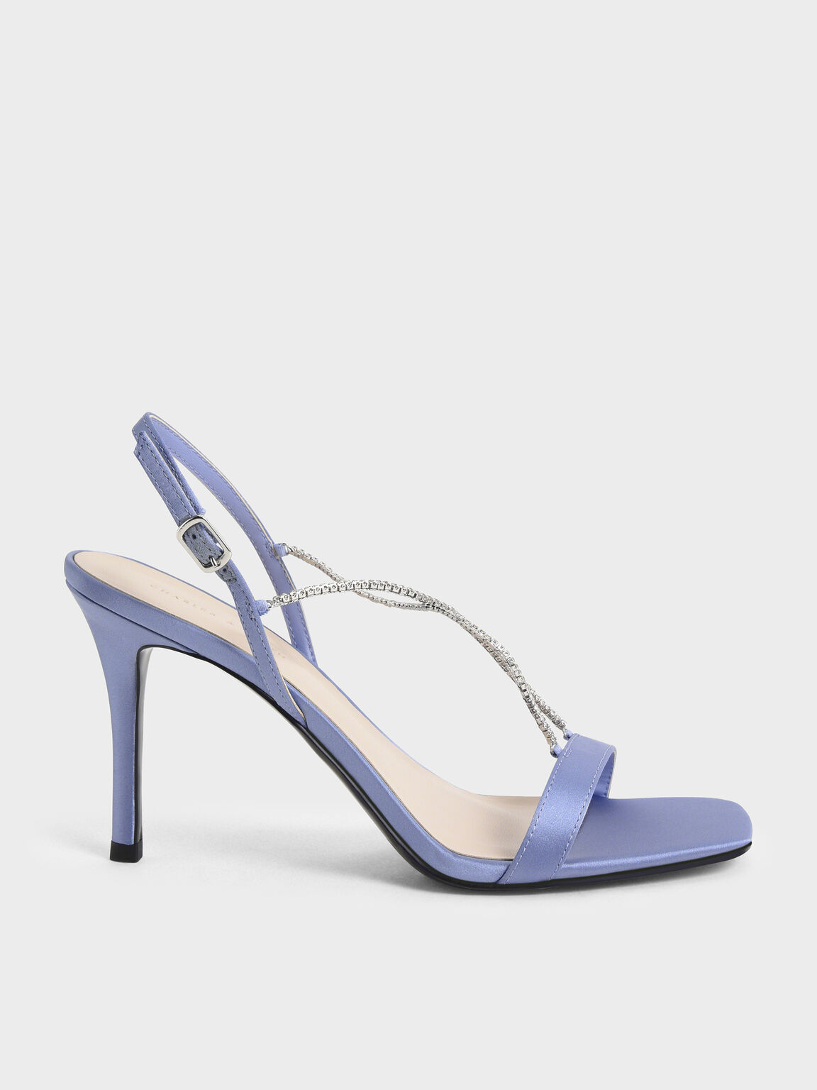 Blue Adel Recycled Polyester Gem-Strap Stiletto Sandals - CHARLES ...