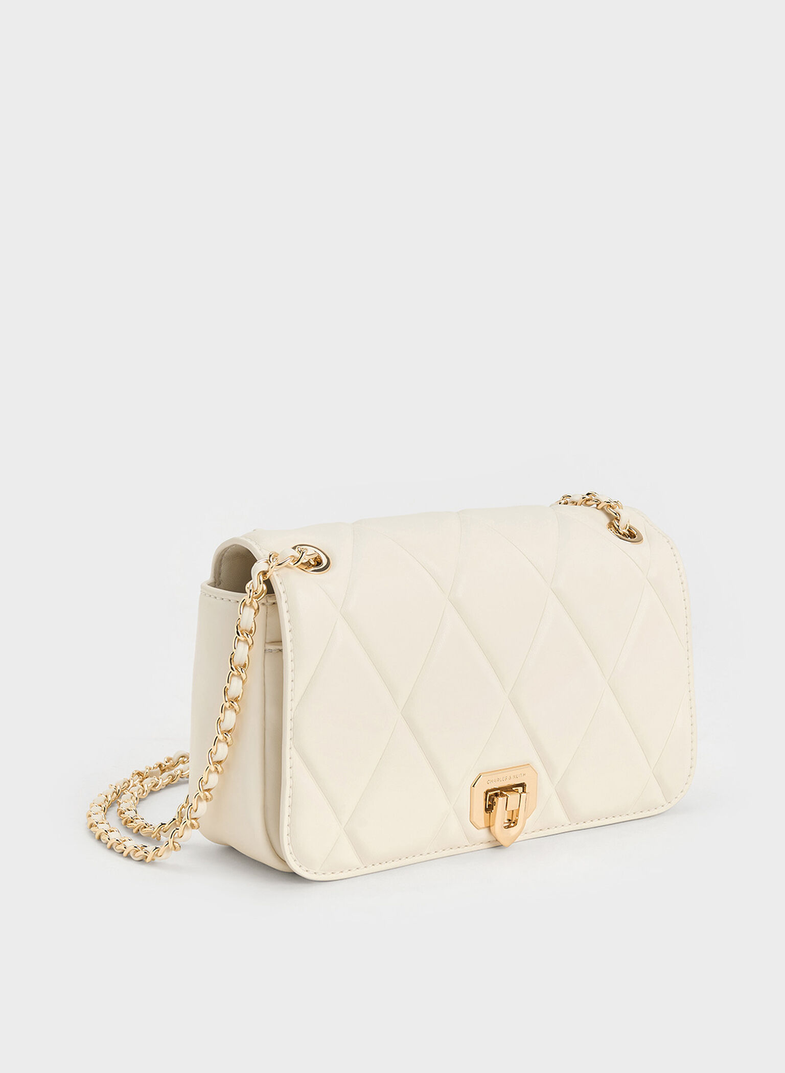 Arwen Diamond-Quilt Shoulder Bag, Cream, hi-res