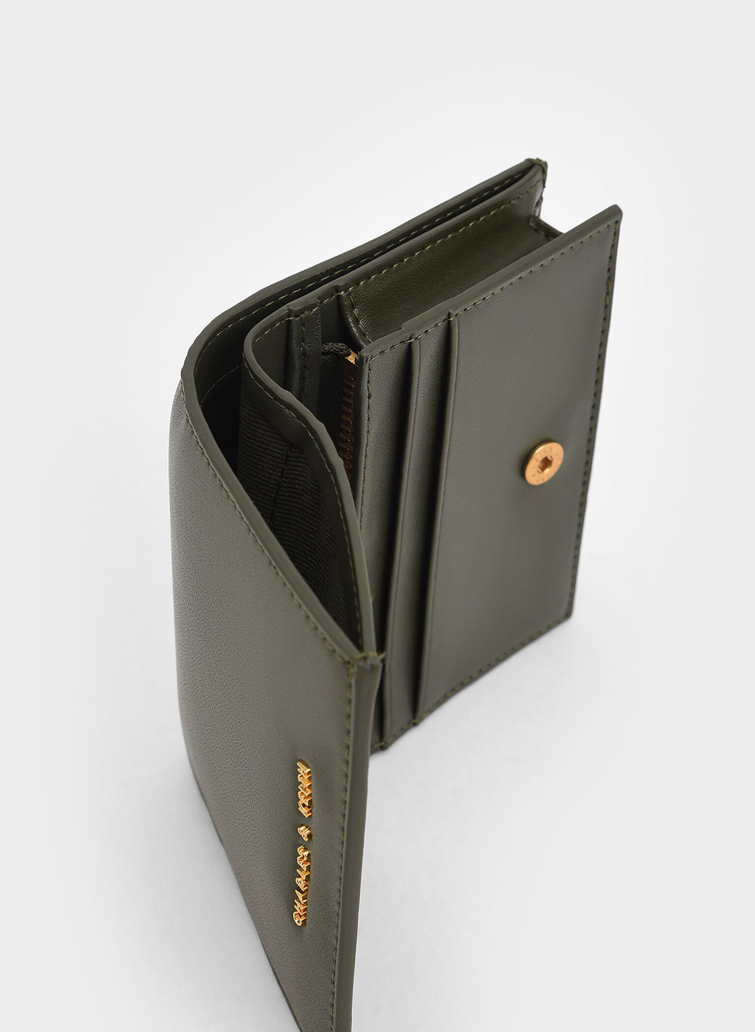 Snap Button Mini Short Wallet, Olive, hi-res
