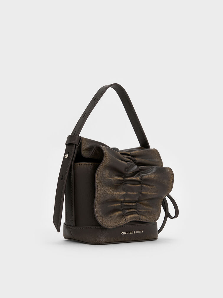 Kadee Ruched Bow-Charm Mini Bag, Burnished Brown, hi-res