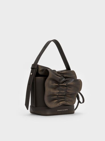 Kadee Ruched Bow-Charm Mini Bag, Burnished Brown, hi-res