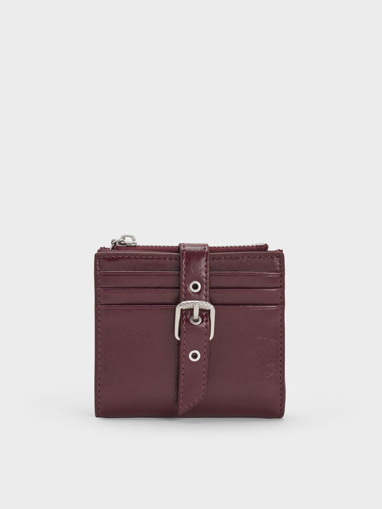 Blaise Grommet-Belt Top-Zip Small Wallet, Wineberry Red, hi-res