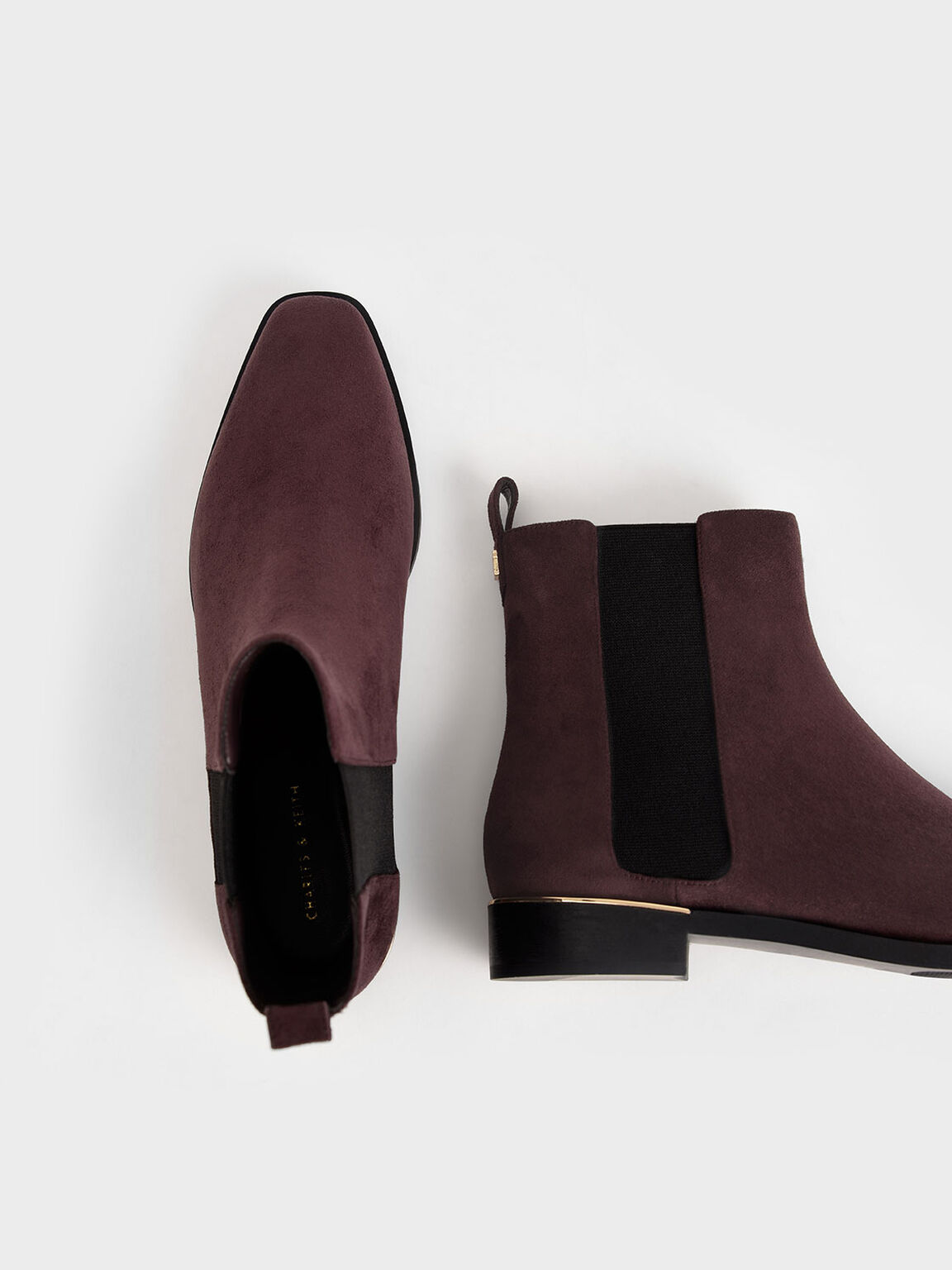 purple suede chelsea boots