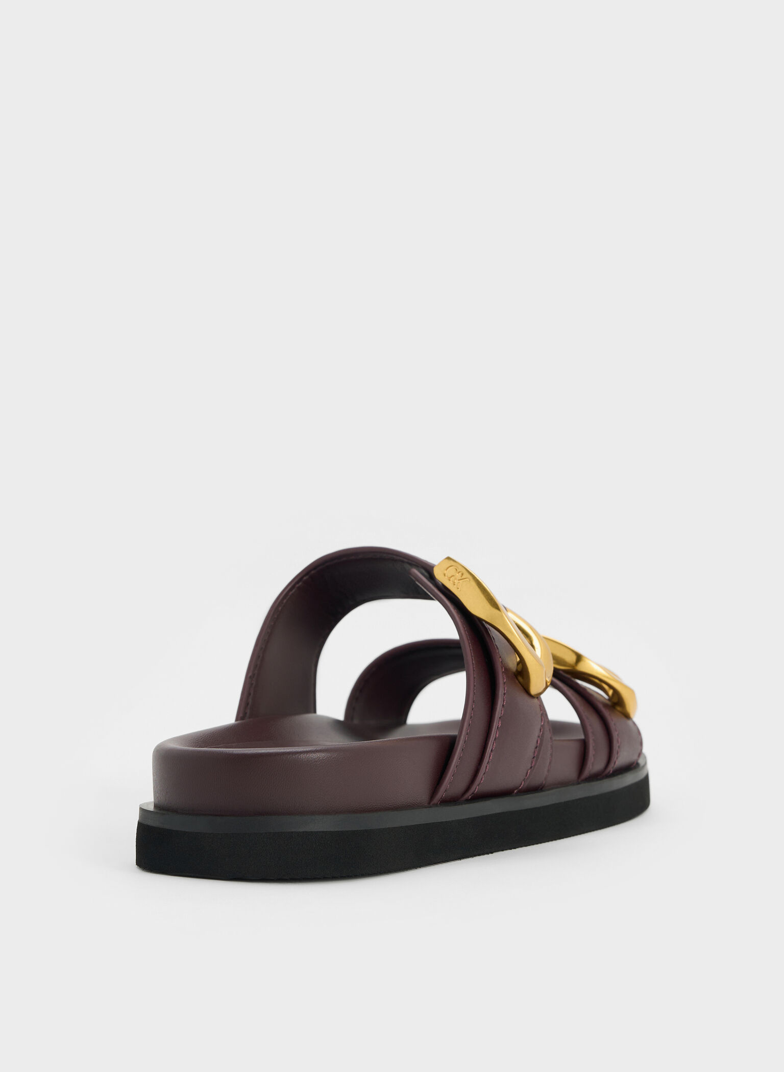 Gabine Buckled Leather Slides, Plum, hi-res