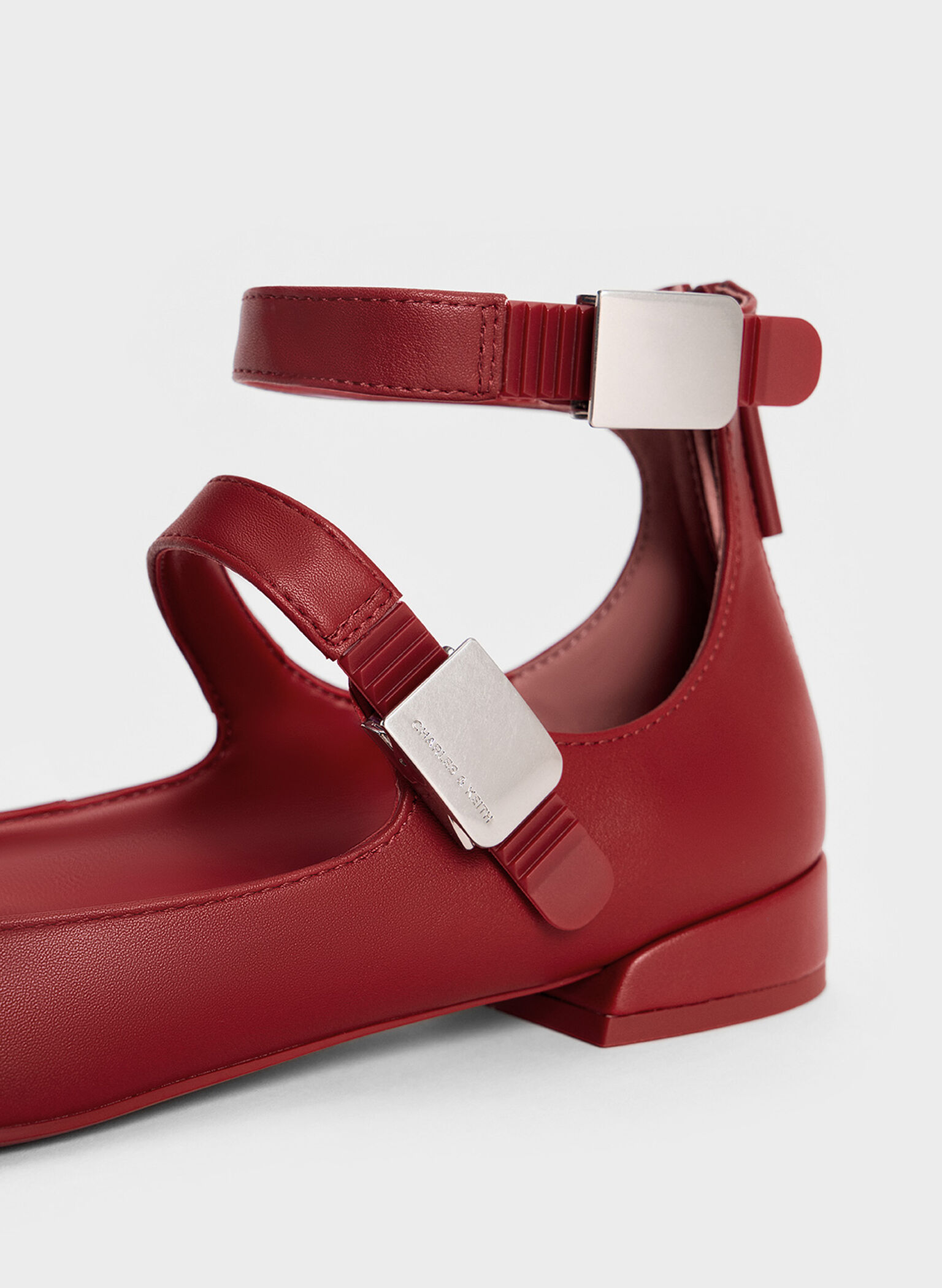 Robbie Pointed-Toe Mary Jane Flats, Red, hi-res