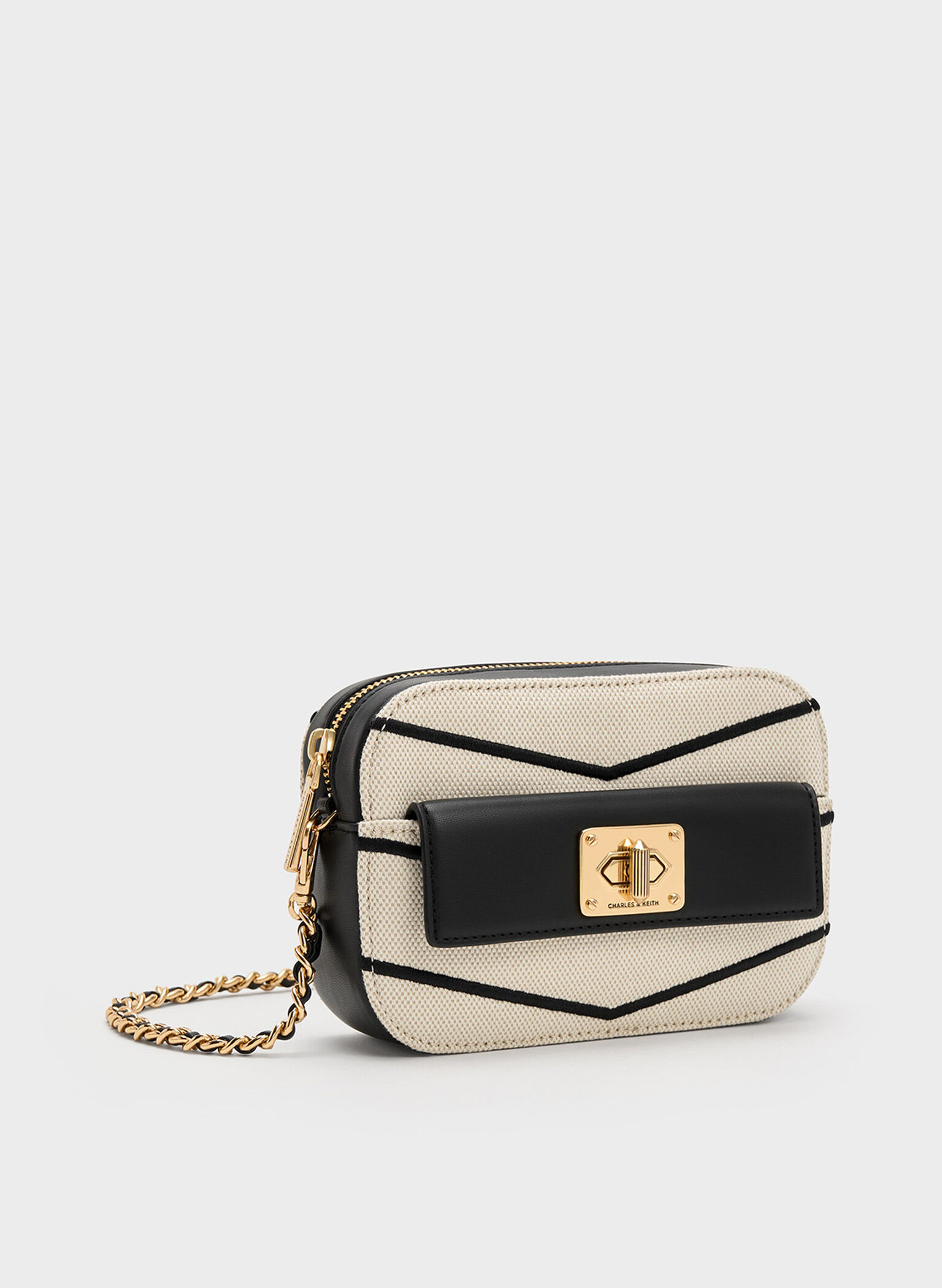 Eleni Canvas Chevron Zip Crossbody Bag, Multi, hi-res