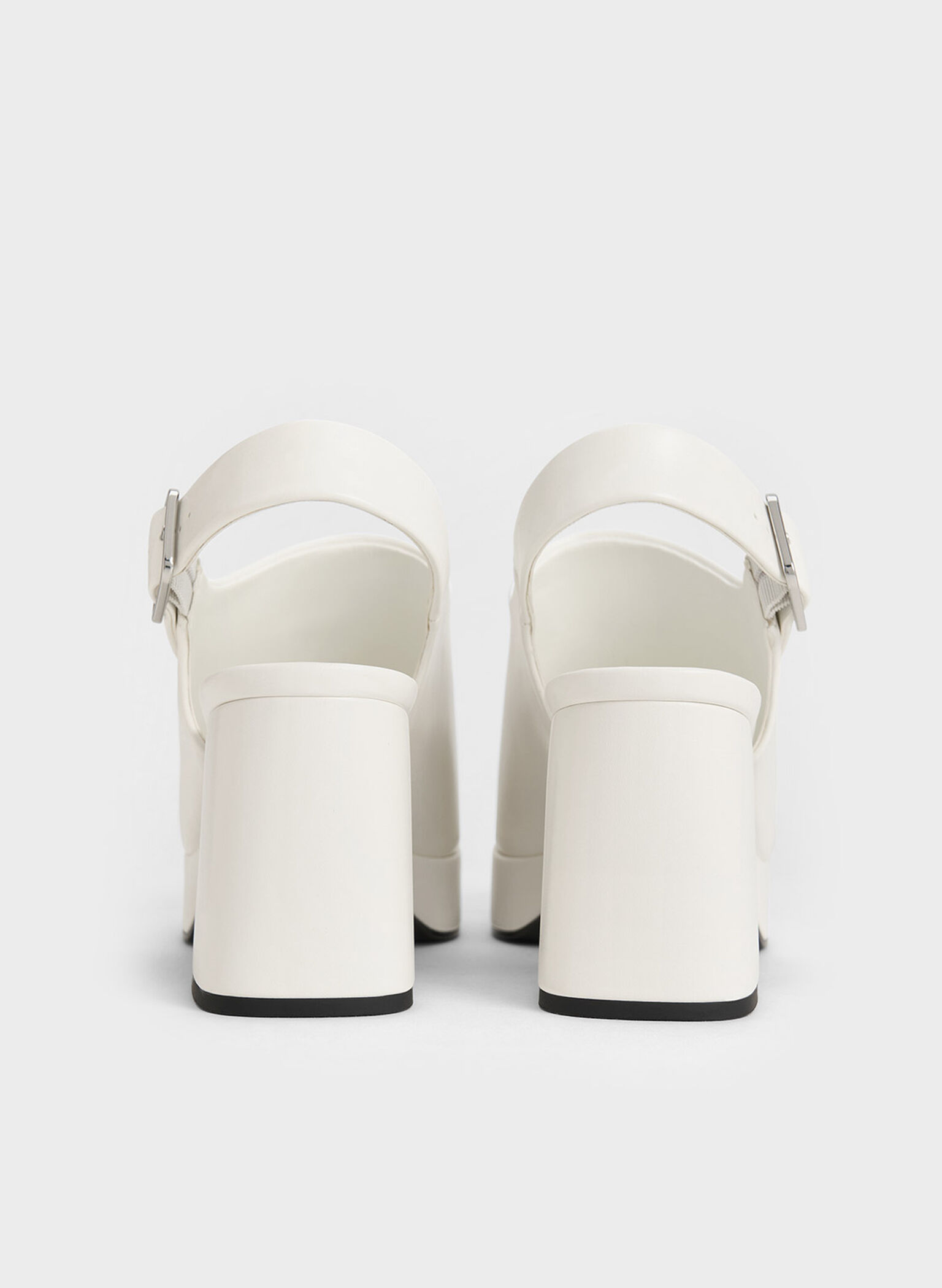 Peep-Toe Platform Sandals, White, hi-res