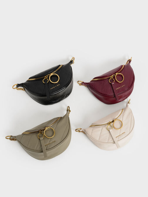 Philomena Wrinkled-Effect Half-Moon Crossbody Bag, Black, hi-res
