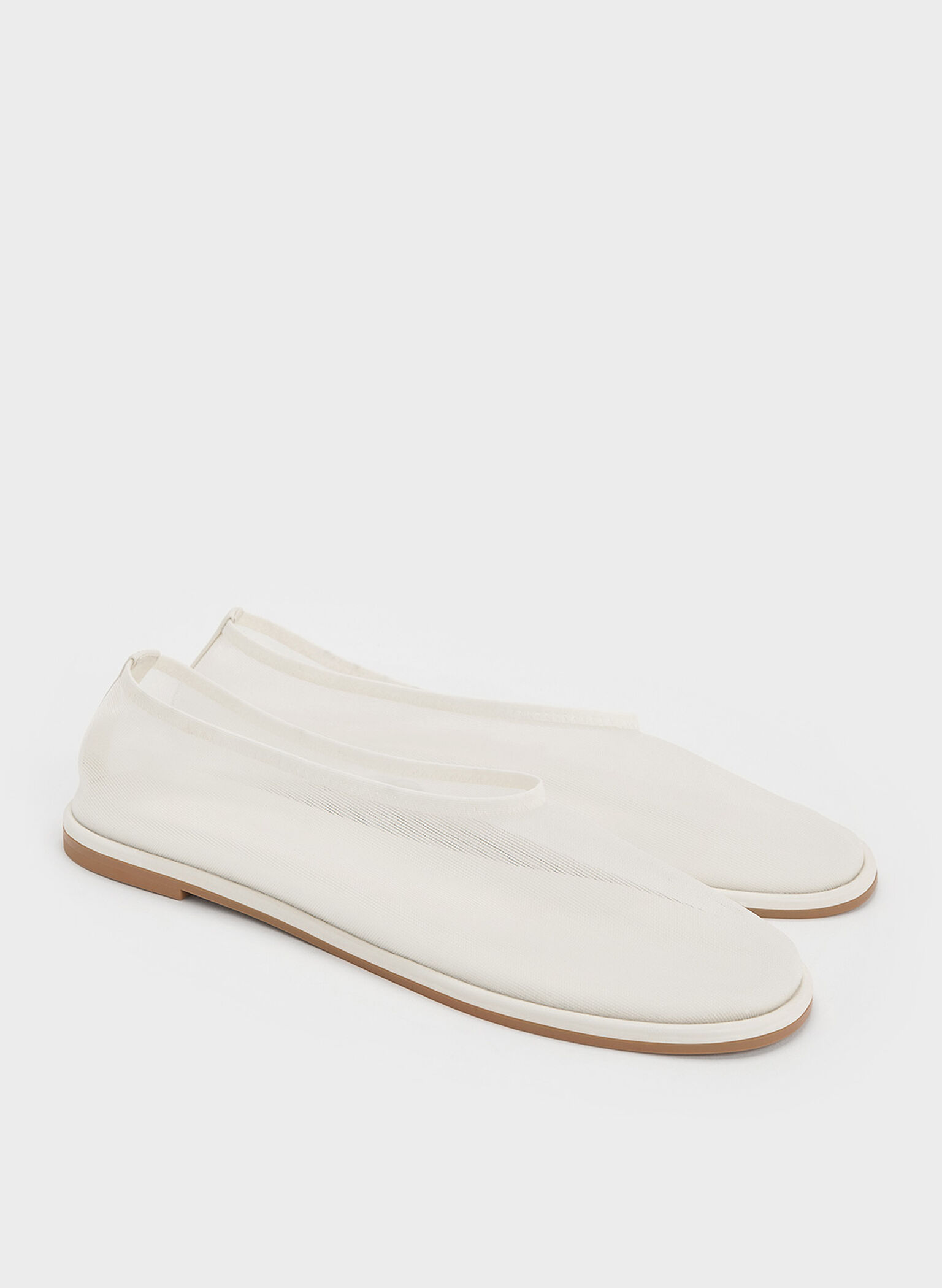 Mesh Ballet Flats, White, hi-res