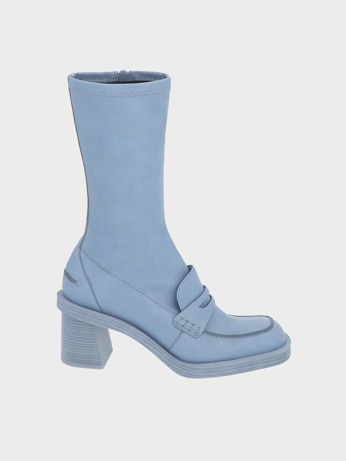 Haisley Penny Loafer Calf Boots, Blue, hi-res