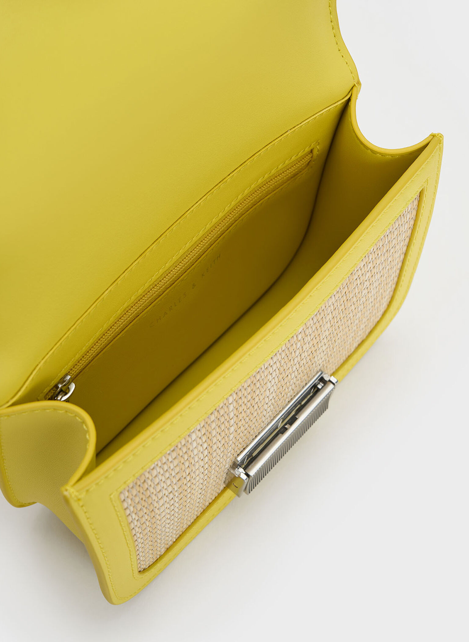 Charlot Raffia Chain Strap Bag, Yellow, hi-res