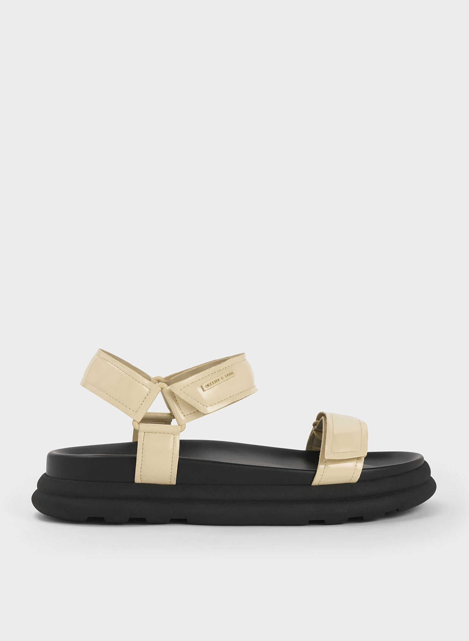 Patent Strappy Sports Sandals, Yellow, hi-res