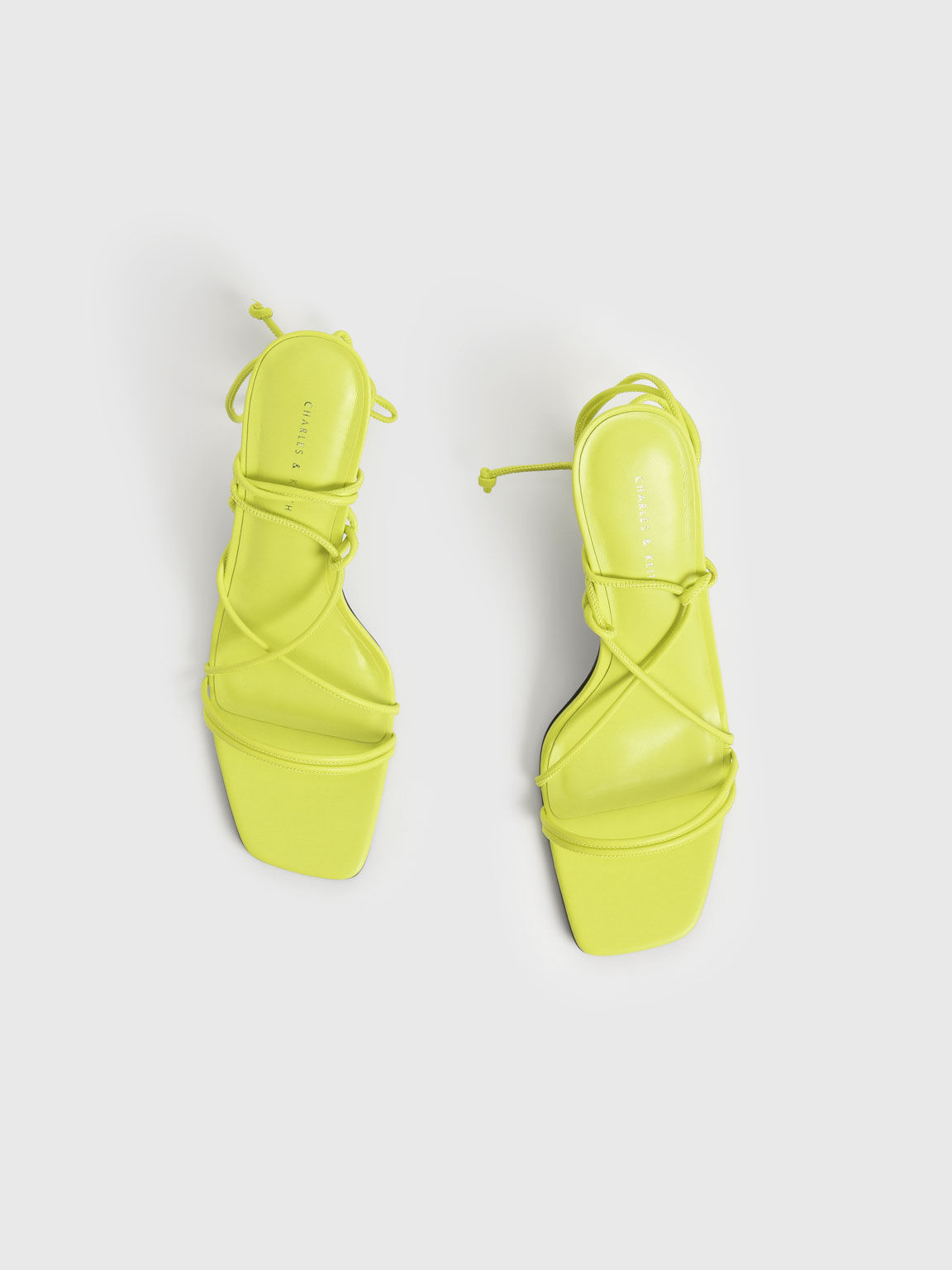 Strappy Tie-Around Stiletto Sandals, Yellow, hi-res