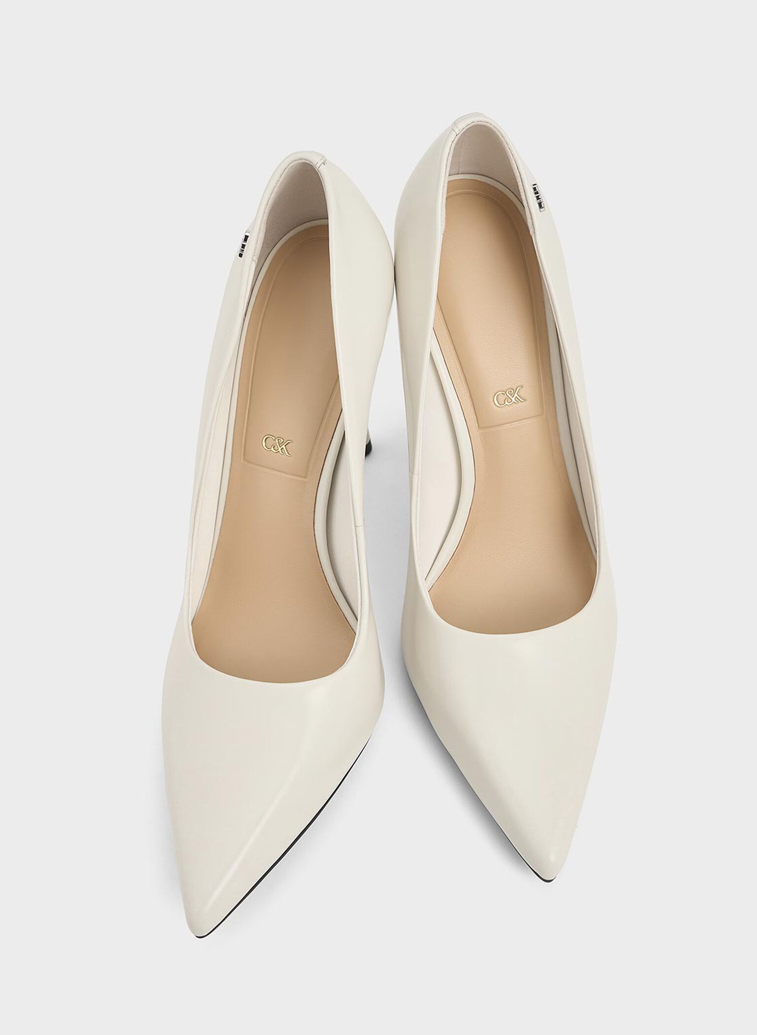 Kyra Leather Pointed-Toe Pumps, Chalk, hi-res